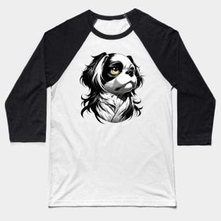 Stunning and Cool Japanese Chin Monochrome and Gold Portrait for Father's Day Baseball T-Shirt